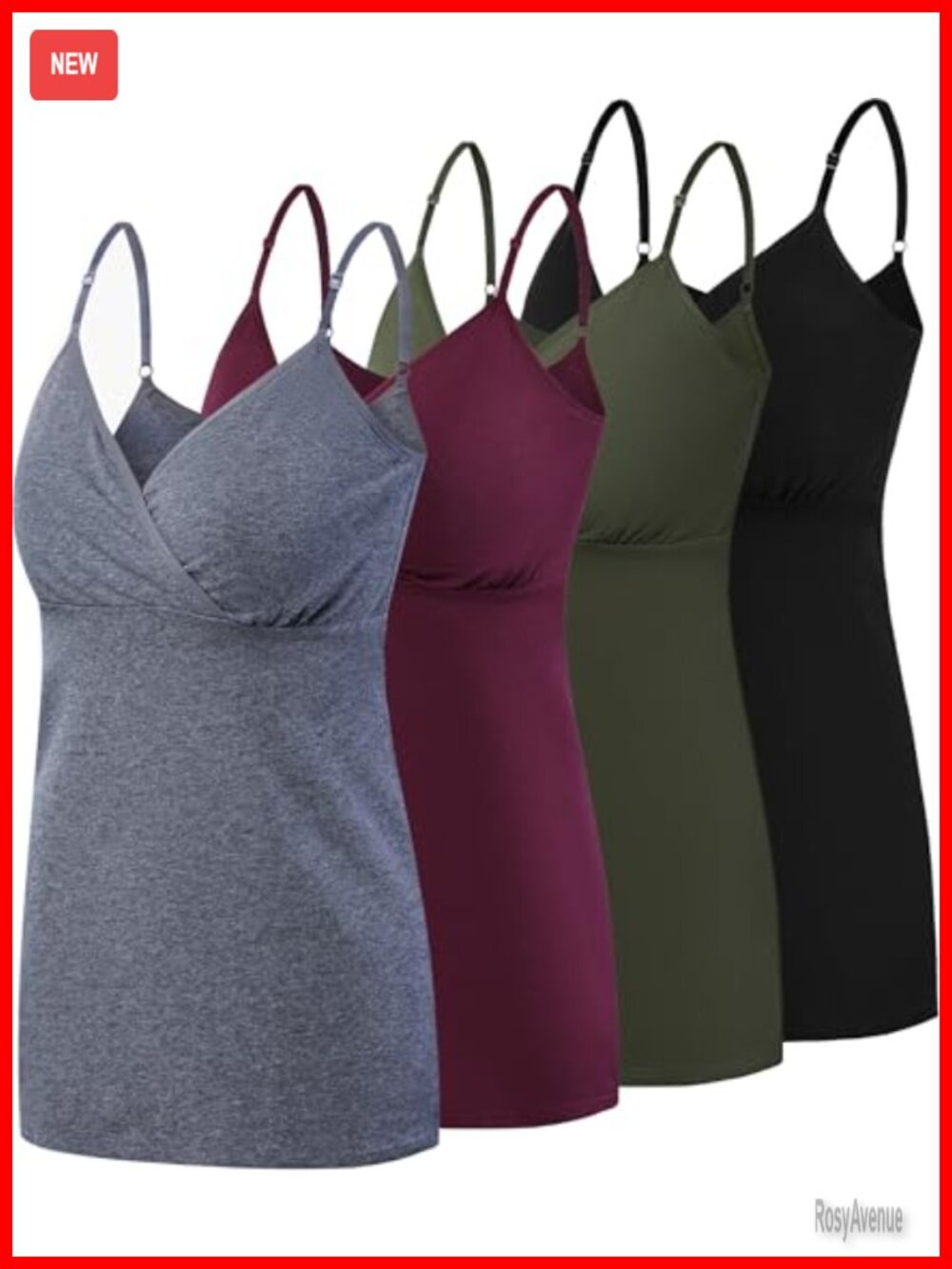 Nursing Tank Tops 4 Pack Maternity Cami Cotton Breastfeeding Pull On V-Neck